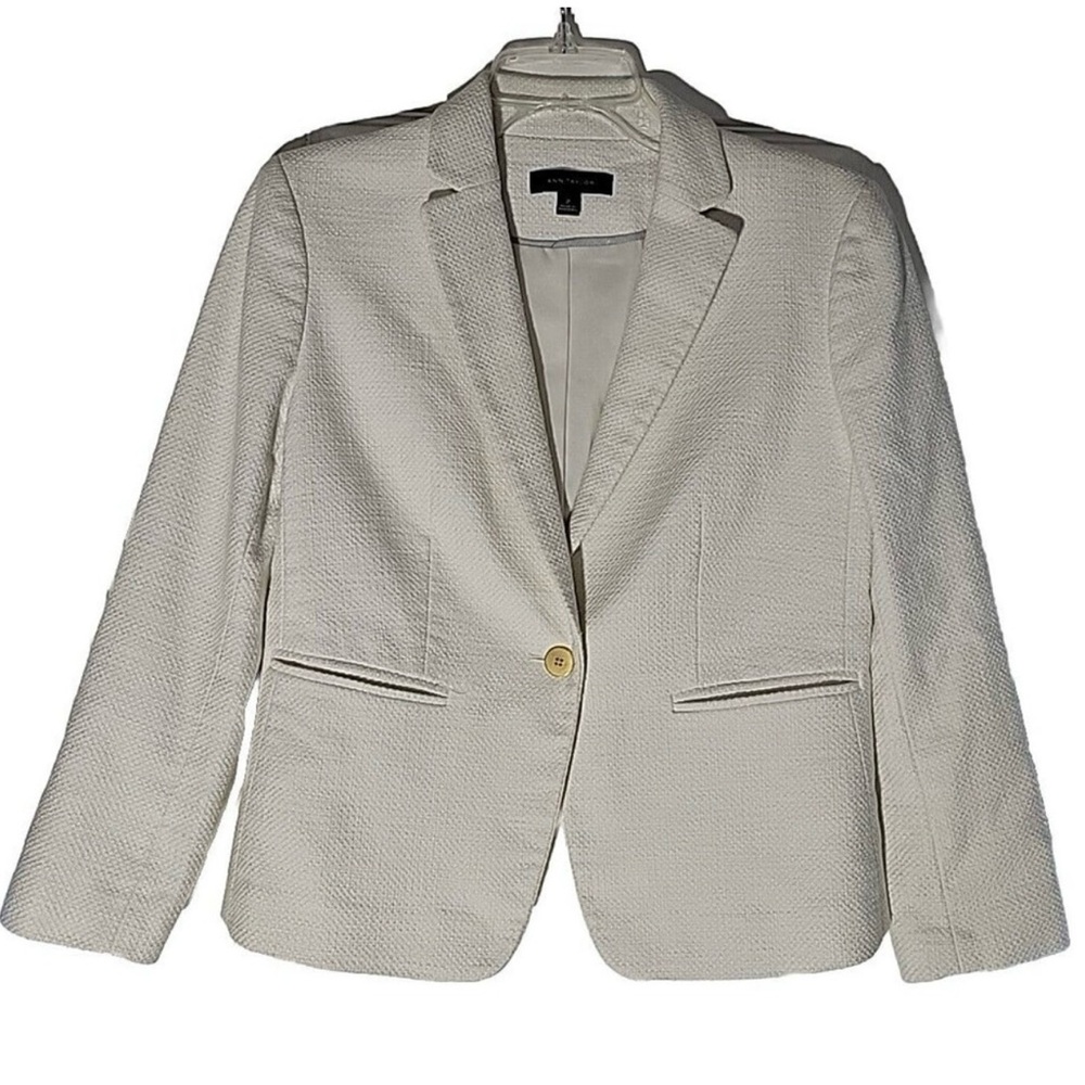 Ann Taylor Jacket Off White Textured Blazer Professional Ladies Career